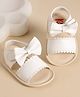 Kicks & Crawl Bow Applique Detailed Velcro Closure Sandals - White