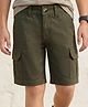 Pine Kids Cotton Elastane Woven Solid Colour Shorts - Olive Green