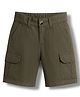 Pine Kids Cotton Elastane Woven Solid Colour Shorts - Olive Green
