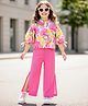 OLLINGTON ST. Woven Three Fourth Sleeves Floral Printed Top & Rayon Culotte Set - Multicolor & Pink