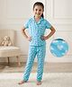 Pine Kids Single Jersey Knit Half Sleeves Co-Ord Night Suit with Heart Print - Light Blue