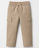 Pine Kids Cotton Elastane Woven Full Length Solid Colour Trouser Pant - Beige
