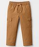 Pine Kids Cotton Elastane Woven Full Length Solid Colour Trouser Pant - Khaki