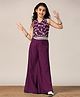 Fashion Dream Silk Knit Sleeveless Floral Embroidered Crop Top & Palazzo Set - Wine