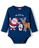 Babyhug 100% Cotton Knit Full Sleeves Onesie With Santa Claus Print - Navy Blue