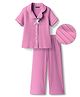 Pine Kids Drop Needle Knit Half Sleeves Solid Co-ord Night Suit With Bow Applique - Fuchsia