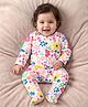 Babyhug Cotton Knit Full Sleeves Footed Sleepsuit With Floral Print - White