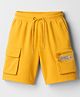 Pine Kids Looper Knit Above Knee Length Shorts With Text Badge - Yellow