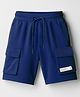 Pine Kids Looper Knit Above Knee Length Shorts With Text Badge - Navy Blue