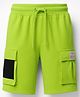 Pine Kids Looper Knit Above Knee Length Shorts With Text Badge - Lime Green
