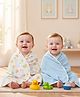Babyoye 100% Cotton Knit Printed Towels L 80 x B 80 cm Pack of 2 - Light Blue & White