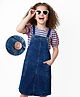 Hola Bonita Woven Half Sleeves Denim Frock With Inner Tee & Stripes - Blue