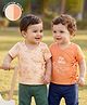 Babyoye 100% Cotton Woven Half Sleeves Jhablas with Airplane Print Pack of 2 - Beige & Orange