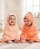 Babyoye 100% Cotton Woven Hooded Towels with Bear Print Pack of 2 L 80 x B 80 cm - Orange & Peach