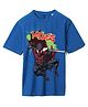 Wear Your Mind Cotton Knit Marvel Featuring Half Sleeves Spiderman Printed Oversized Tee - Royal Blue