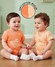 Babyoye 100% Cotton Woven Half Sleeves Onesies With Vehicle Print Pack Of 2 - Orange