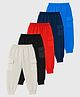 KUCHIPOO Cotton Knit Pack Of 5 Solid Cargo Pajamas - Red Blue Black Grey & Navy Blue