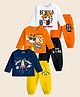 KUCHIPOO Cotton Knit Pack Of 3 Full Sleeves Baby Animals & Space Theme Printed Tees & Joggers Set - Navy Blue Orange White Yellow & Black