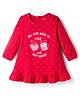 Babyhug Cotton Knit Full Sleeves Nighty With Text Print - Red