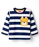 Babyhug 100% Cotton Single Jersey Knit Full Sleeves T-Shirt With Tiger Print - Navy Blue