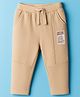 Babyoye Cotton Knit Full Length Lounge Pant With Text Badge - Golden