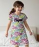 Pine Kids Single Jersey Knit Half Sleeves Nighty With Floral Print - White