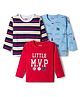 Babyhug 100% Cotton Single Jersey Knit Full Sleeves T-Shirt With Text Print Pack Of 3 - Red Light Blue & Blue