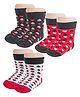 Neska Moda Cotton Elastane Pack Of 3 Hearts Designed Socks - Red Black & White
