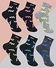Neska Moda Pack Of 6 Cotton Zig Zag Printed Ankle Socks - Black & Grey
