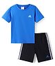 Adidas Kids 100% Cotton Knit Half Sleeves T-Shirt & Shorts Set with Logo Print - Blue