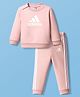 Adidas Kids Cotton Knit Full Sleeves Logo Printed Sweat Shirt & Lounge Pant - Light Pink & White