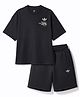 ADIDAS KIDS Cotton Knit Half Sleeves Top & Shorts Set with Brand Logo - Black