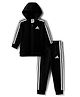 ADIDAS KIDS Cotton Knit Full Sleeves Hooded Sweatjacket & Joggers With Logo Print - Black