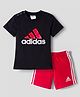 ADIDAS KIDS Cotton Knit Half Sleeves T-Shirt  & Shorts With Logo Print - Black & Red