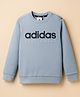 Adidas Kids Cotton Knit Full Sleeves Sweatshirt Logo Print - Aqua Blue