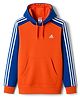 ADIDAS KIDS Cotton Knit Full Sleeves Hooded Sweatshirt with Log Graphic & Tape Detailing - Orange