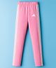 Adidas Kids Cotton Knit Full Length Tights with Tape Detailing - Pink