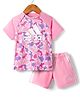 ADIDAS KIDS Cotton Knit Half Raglan Sleeves Top & Shorts Set with Brand Logo & Dino Print - Pink