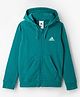 ADIDAS KIDS Cotton Knit Full Sleeves Hooded SweatJacket with Kangaroo Pocket - Turquoise