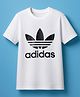 ADIDAS KIDS Cotton Knit Half Sleeves T-Shirt With Logo Print - White
