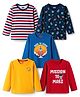 Babyhug 100% Cotton Knit Full Sleeves T-Shirts with Space Theme Print & Stripe Pack of 5 - Multicolor