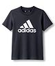 Adidas Kids Cotton Knit Half Sleeves T-Shirt with Brand Name Graphic - Black