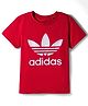 ADIDAS KIDS Cotton Half Sleeves T-Shirt Logo Print - Red