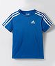 ADIDAS KIDS Knit Half Sleeves T-Shirt Logo Print - Blue
