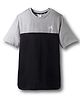 ADIDAS KIDS Cotton Knit Half Sleeves T-Shirt With Color Block Design - Grey & Black