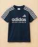 ADIDAS KIDS Knit Half Sleeves T-Shirt with Brand Logo Graphic & Tape Detailing - Navy Blue
