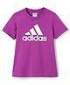 Adidas Kids Cotton Knit Half Sleeves T-shirt With Logo Print - Purple