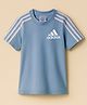 ADIDAS KIDS Cotton Knit Half Sleeves T-Shirt with Logo Graphic - Light Blue