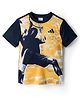 ADIDAS KIDS Knit Half Sleeves T-Shirt With Player & Brand Logo Print - Navy Blue