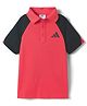 Adidas Kids Cotton Knit Half Raglan Sleeves Solid Color Polo T-Shirt - Red